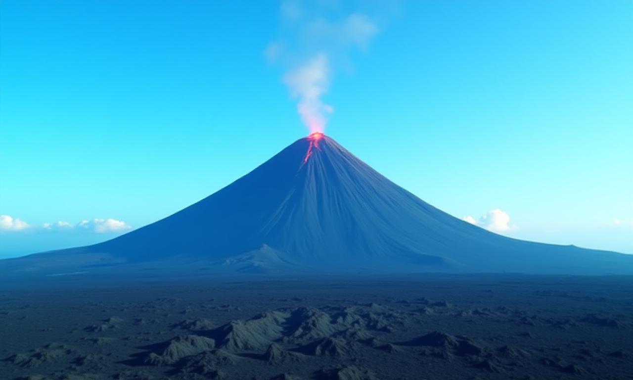 Majestic active volcano under a clear sky
