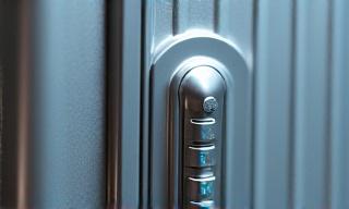Close up of a professional security lock on a travel case