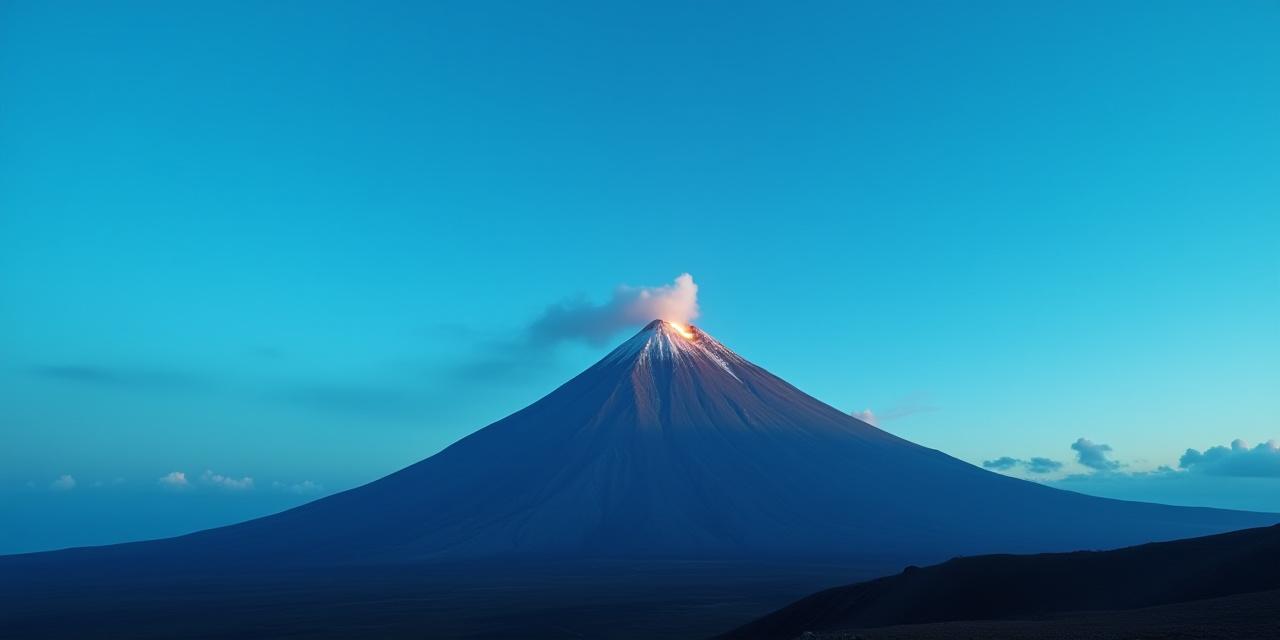Majestic active volcano under a clear sky